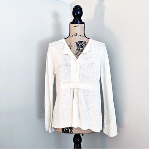 Inhabit Ivory Linen Button Henley Lightweight Top NWT. Size Medium